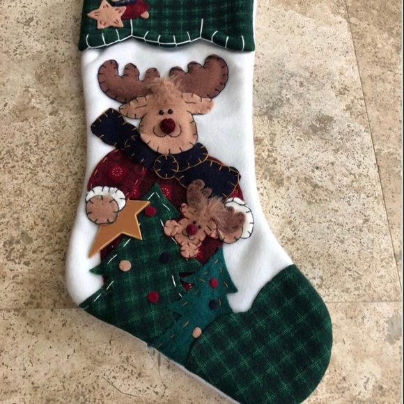 🌲 Holiday Reindeer Stocking Raised Design 17” Length - Picture 5 of 5
